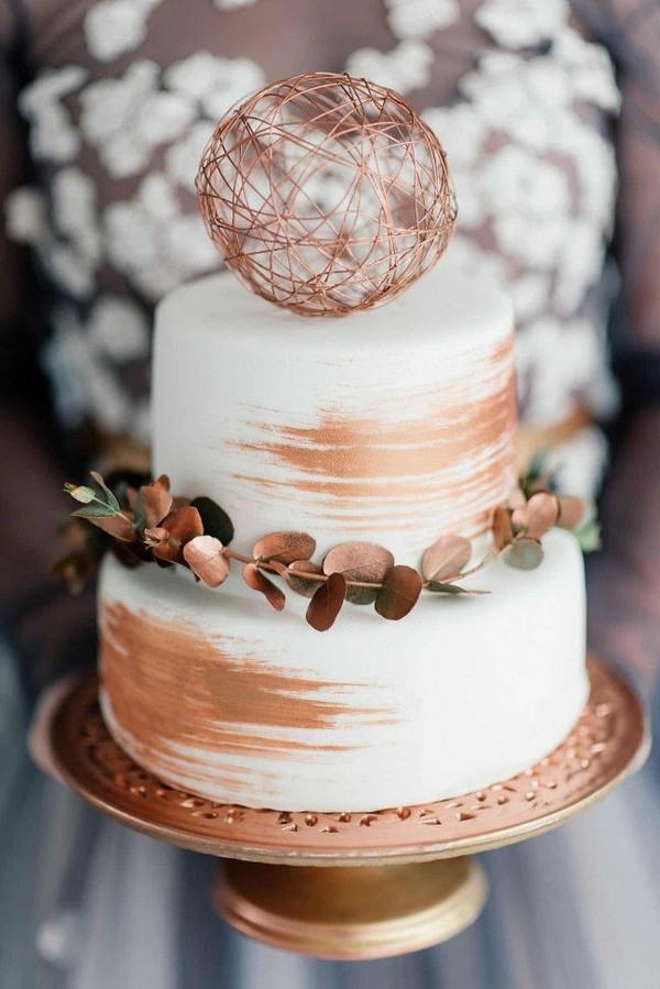 copper metallic wedding cake