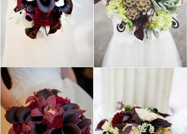 plum purple calla lily wedding bouquets
