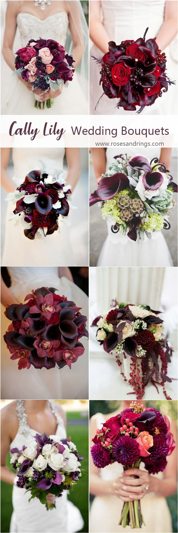 plum purple calla lily wedding bouquets