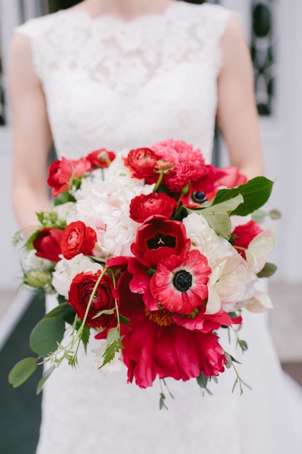 red anemone wedding bouquet