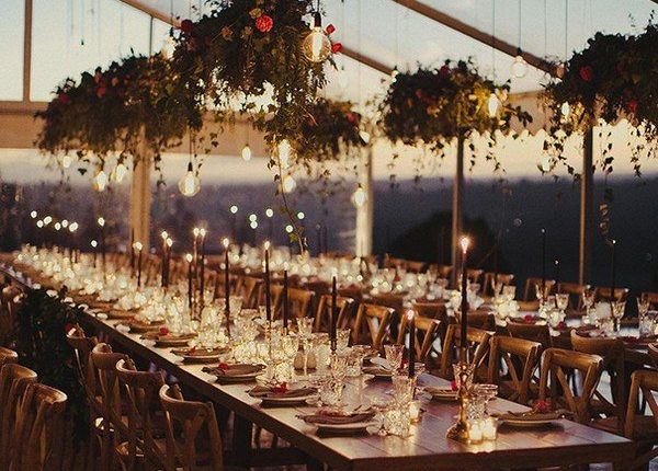 romantic tented wedding reception ideas with lights