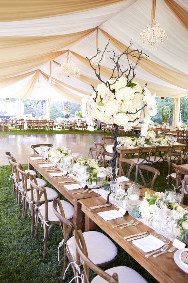 rustic country tented wedding reception