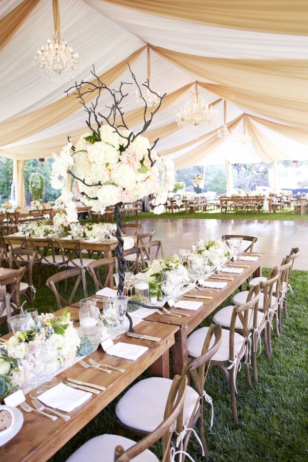 rustic country tented wedding reception