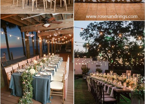 rustic country wedding ideas – lighted wedding reception decor ideas