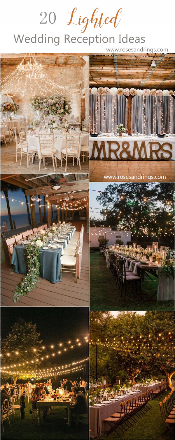 rustic country wedding ideas - lighted wedding reception decor ideas