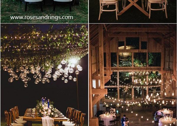 rustic country wedding ideas – wedding reception decor ideas with lighting