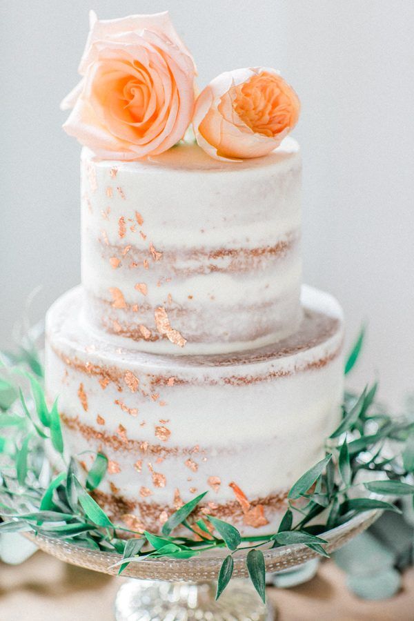 rustic gold foil metallic wedding cake