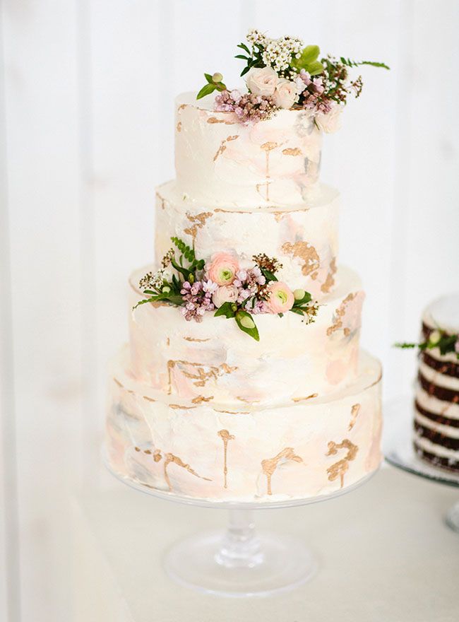 slight touch of metallic and whimsy wedding cake