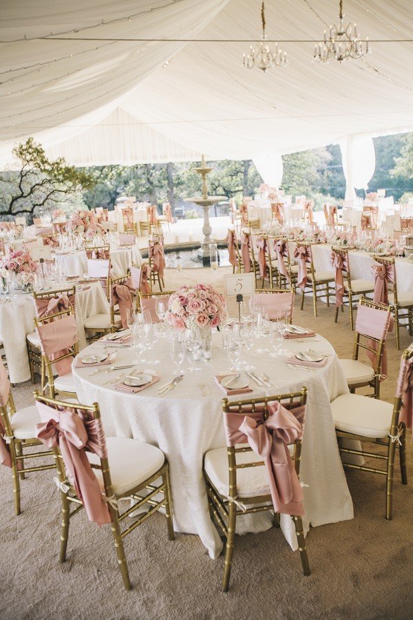 vintage blush and gold tented wedding reception ideas