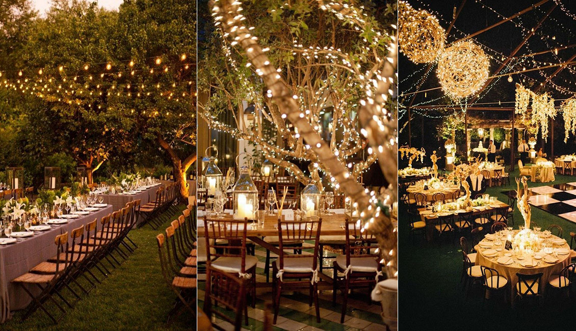 wedding reception decoration ideas with string lights