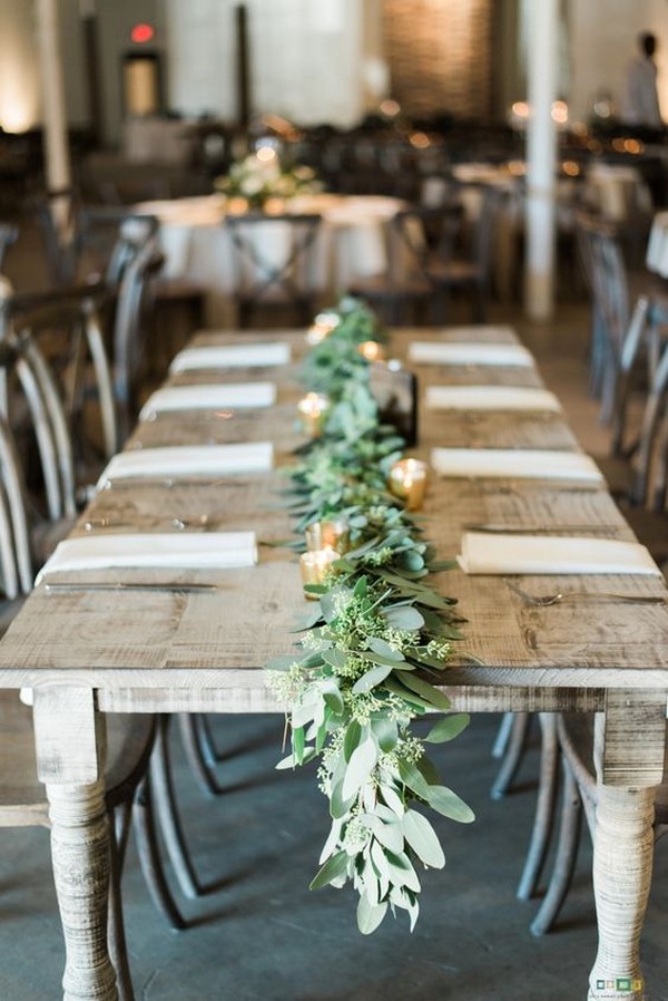 chic garland wedding table decoration ideas