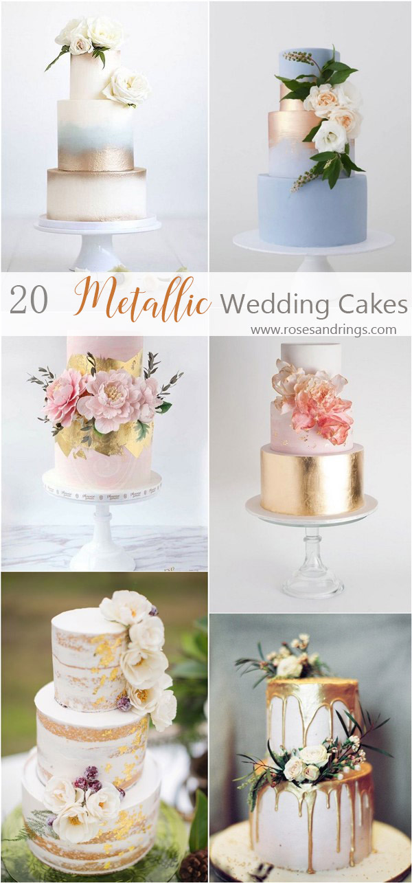 gold metallic wedding cake ideas
