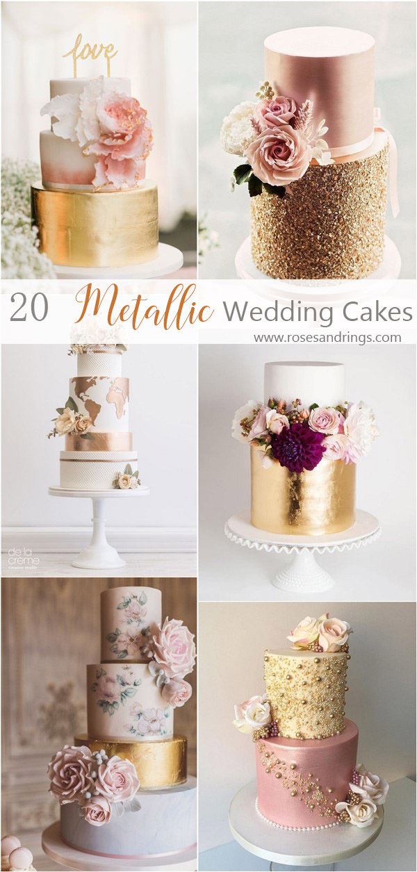 metallic gold wedding cake ideas