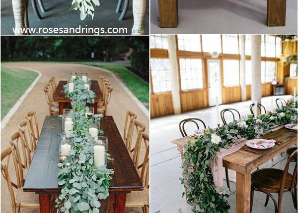rustic greenery wedding color ideas – greenery table garland centerpiece ideas