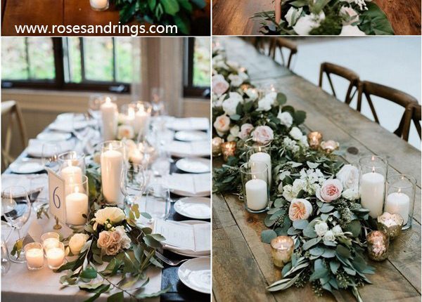 rustic greenery wedding garland table runner decoration ideas