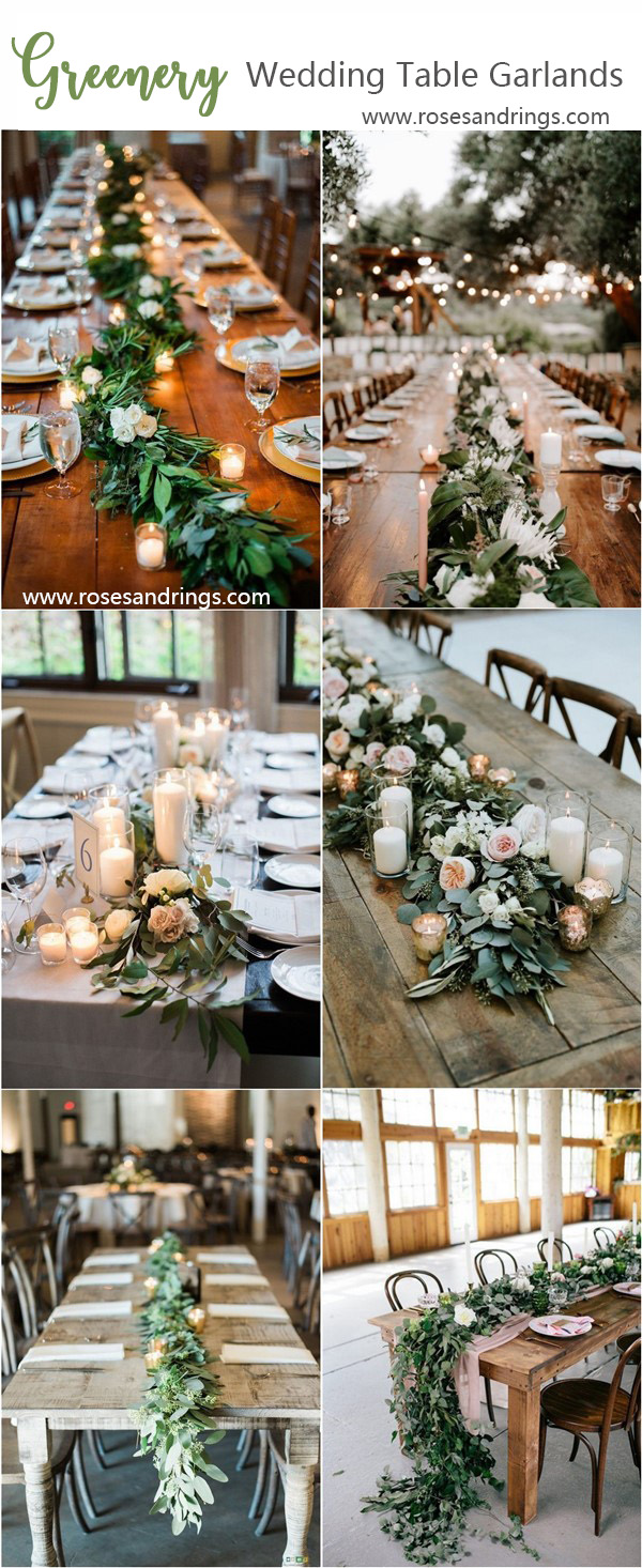 rustic greenery wedding garland table runner decoration ideas