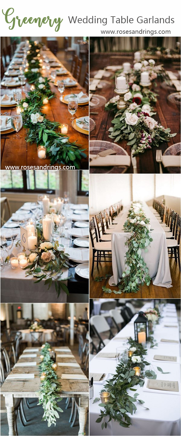 rustic greenery wedding table runner ideas