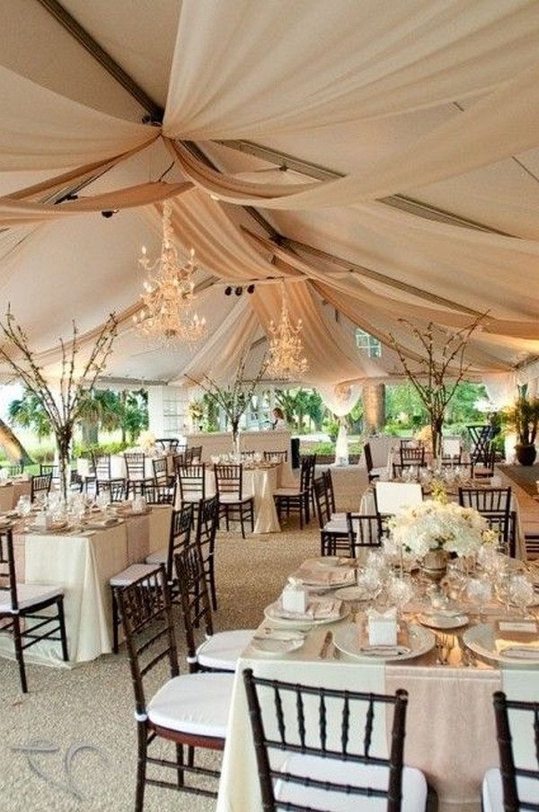 Draped fabric for outdoor tent wedding