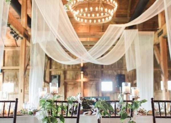 barn wedding reception ideas with draping