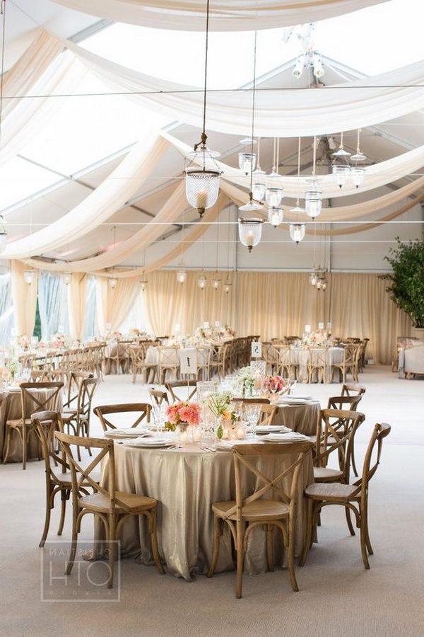 elegant wedding reception ideas with ivory draping