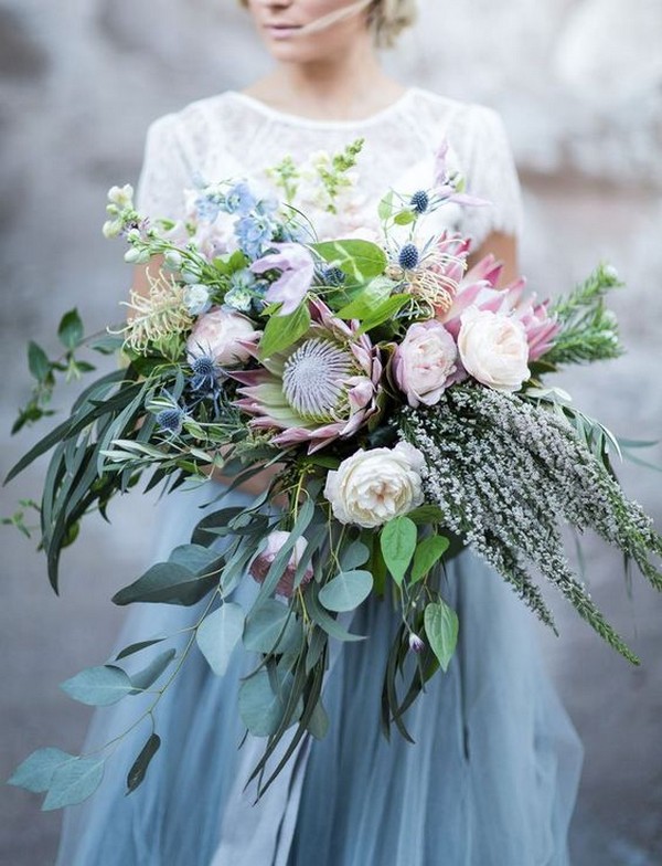 lush proteas wedding bouquet