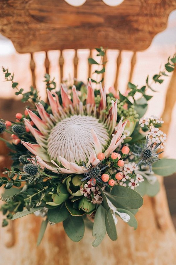 protea and Australia native wedding bouquet