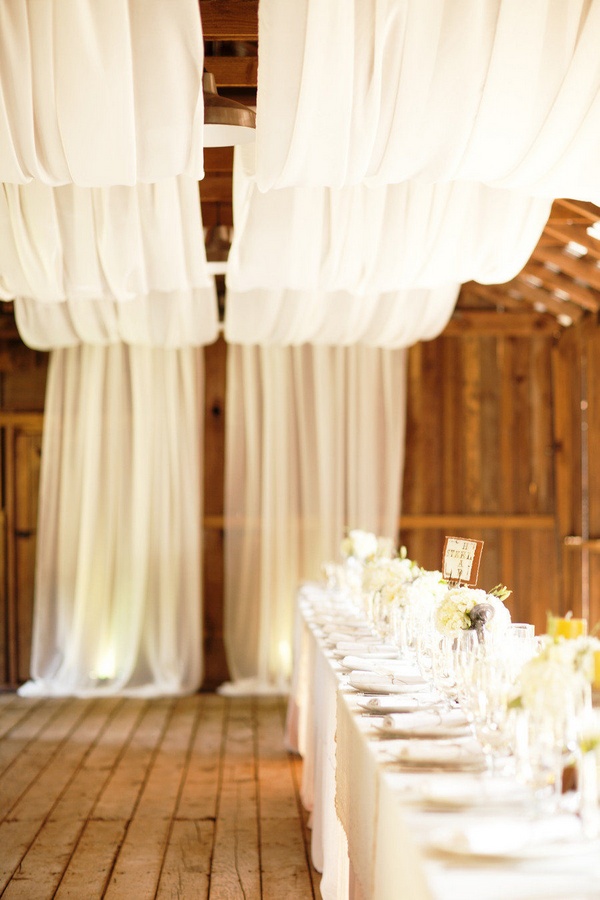 rustic wedding reception ideas with draped fabric