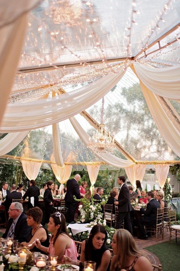 vintage wedding reception decorations with draping fabric