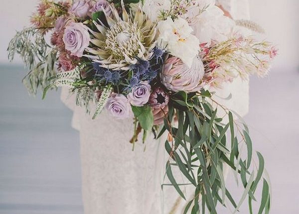 wedding bouquet with king proteas for spring summer