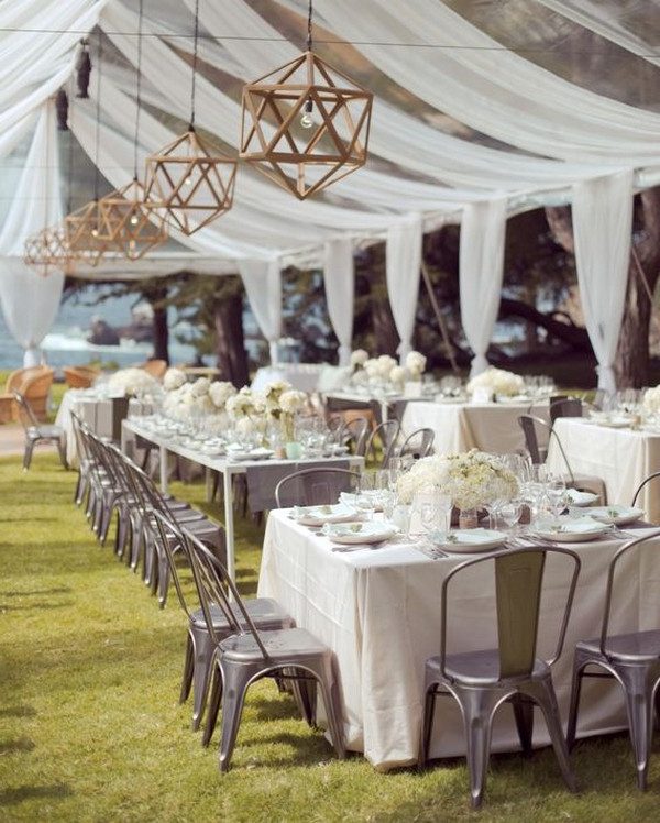 wedding reception tent had two different table setups