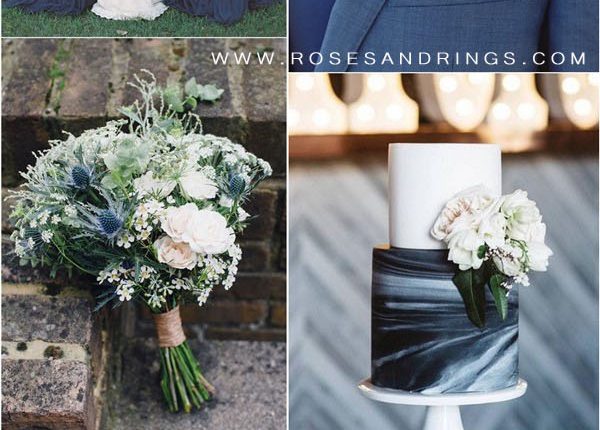 Navy blue and greenery wedding color ideas3