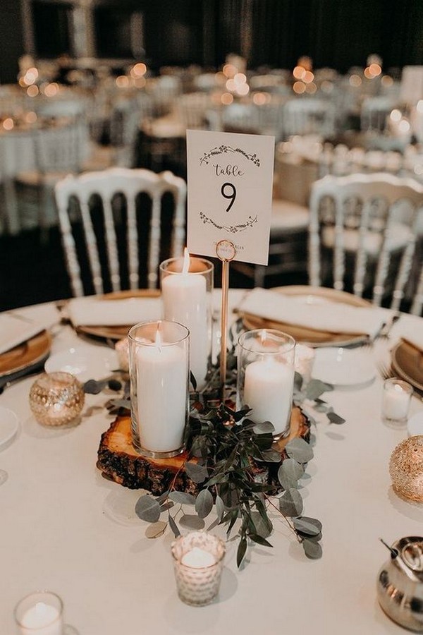 Rustic Wedding Centerpieces with Tree Stumps