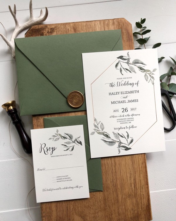 Rustic and Greenery Wedding Invitation