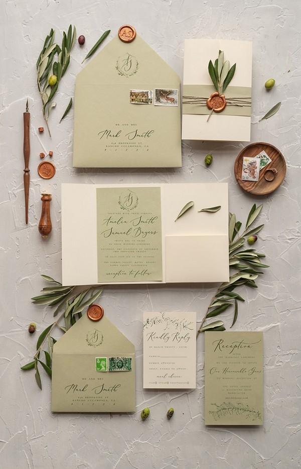 Tusany Wedding Invitations Real Olive Tree Branch Invites