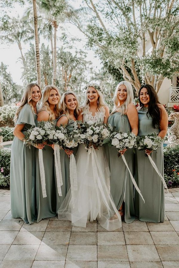 long lace sage green bridesmaid dresses | Roses & Rings | Weddings ...