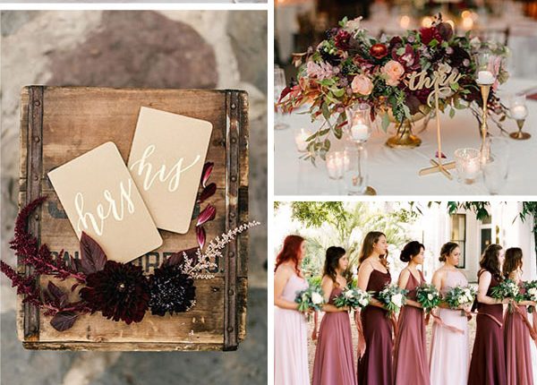 burgundy and blush vintage wedding ideas