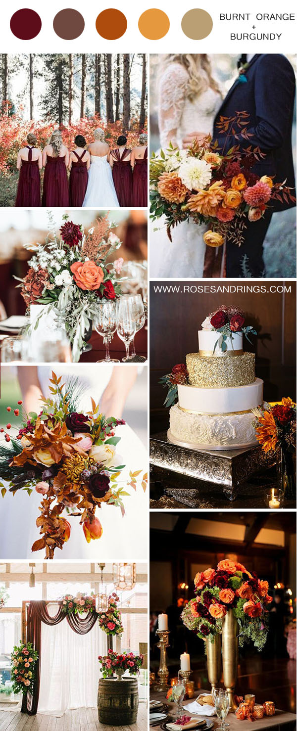 burgundy marsala and burnt orange fall wedding color combos