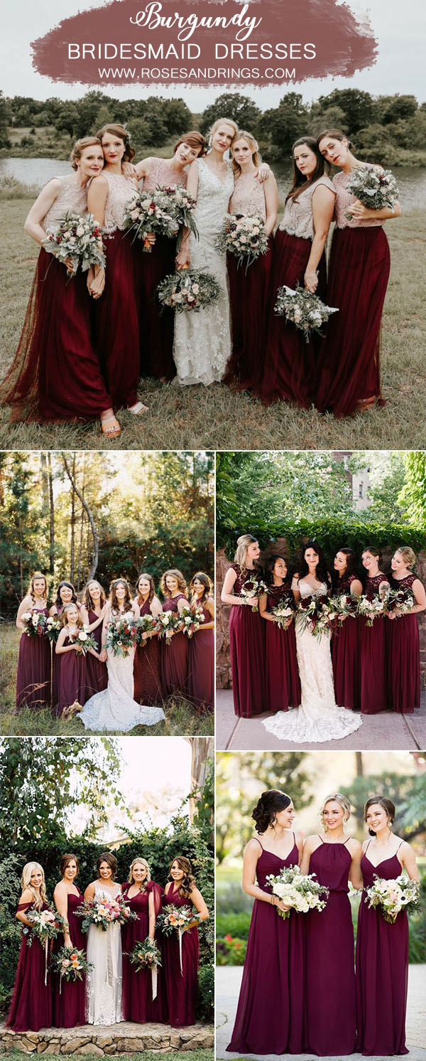 chic burgundy bridesmaid dresses ideas for fall weddings