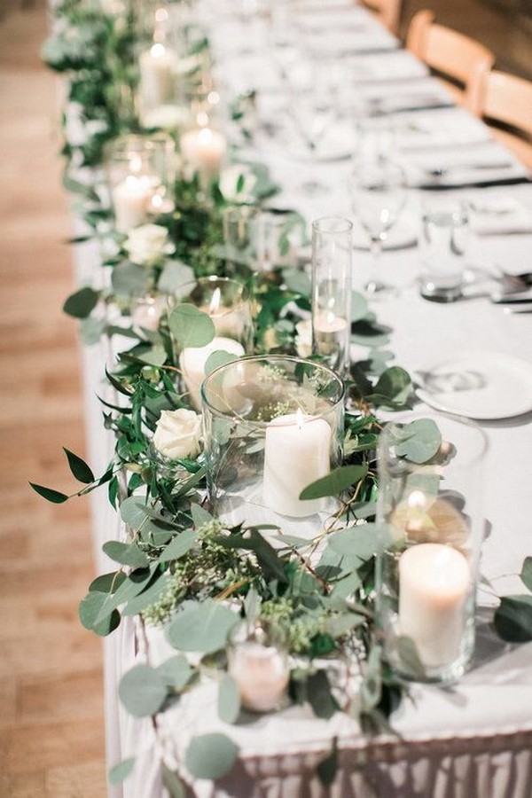 chic long table wedding centerpiece ideas