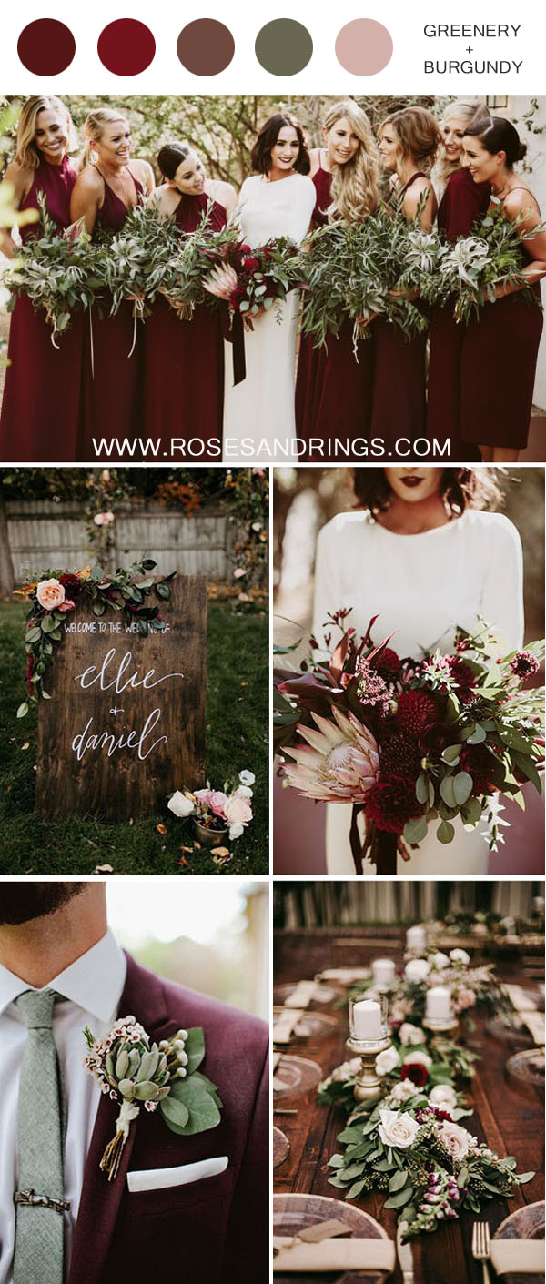 dark moody burgundy and greenery organic fall wedding ideas