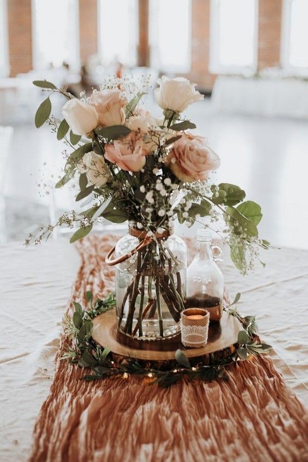 dusty rose wedding centerpiece ideas