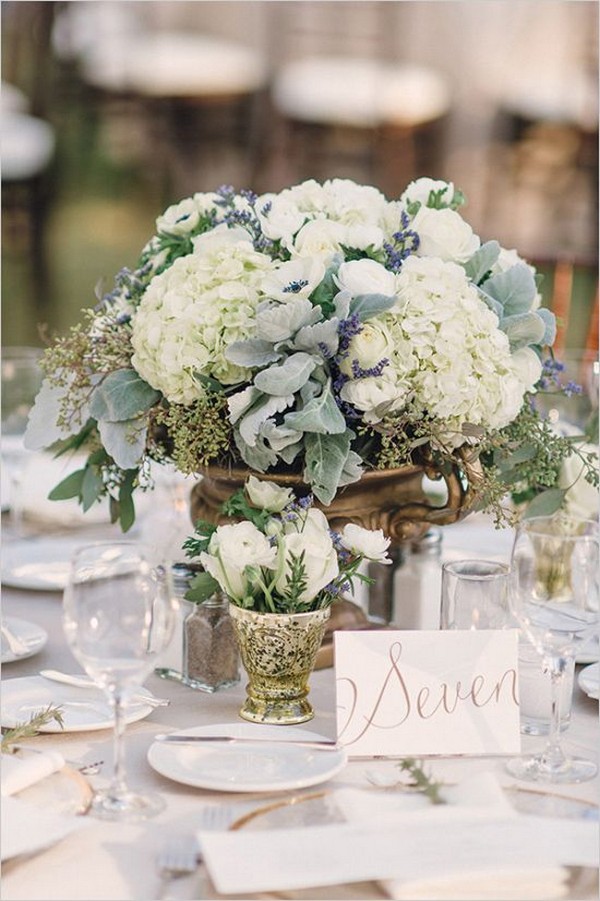 elegant hydrangea greenery wedding centerpiece ideas