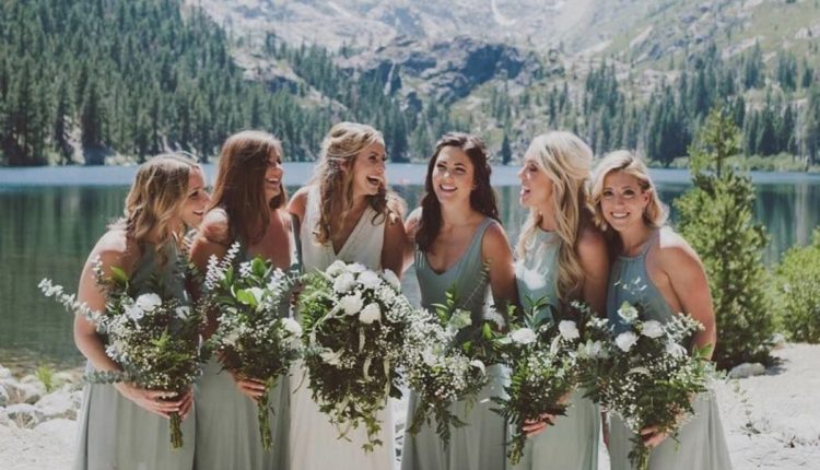 mix and matched greenery bridesmaid dresses_cr