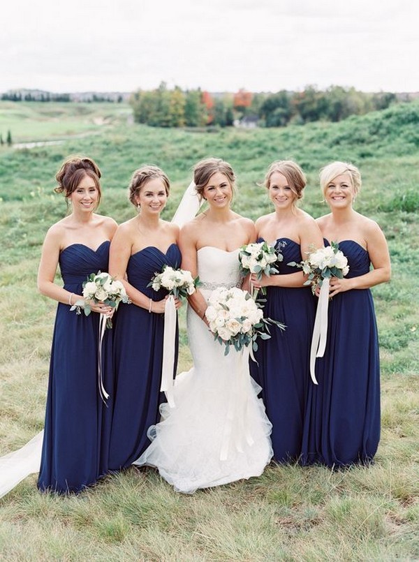 navy blue bridesmaid dresses sweetheart