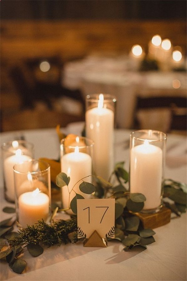 romantic candles wedding centerpiece ideas