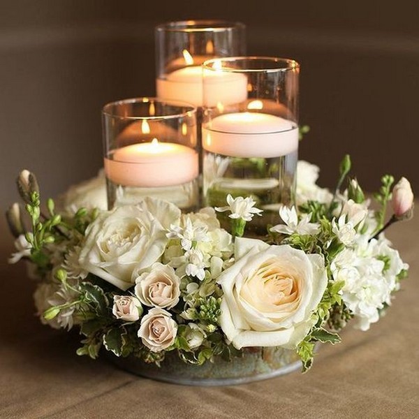 Greenery Floating Candle Centerpieces Roses & Rings Weddings