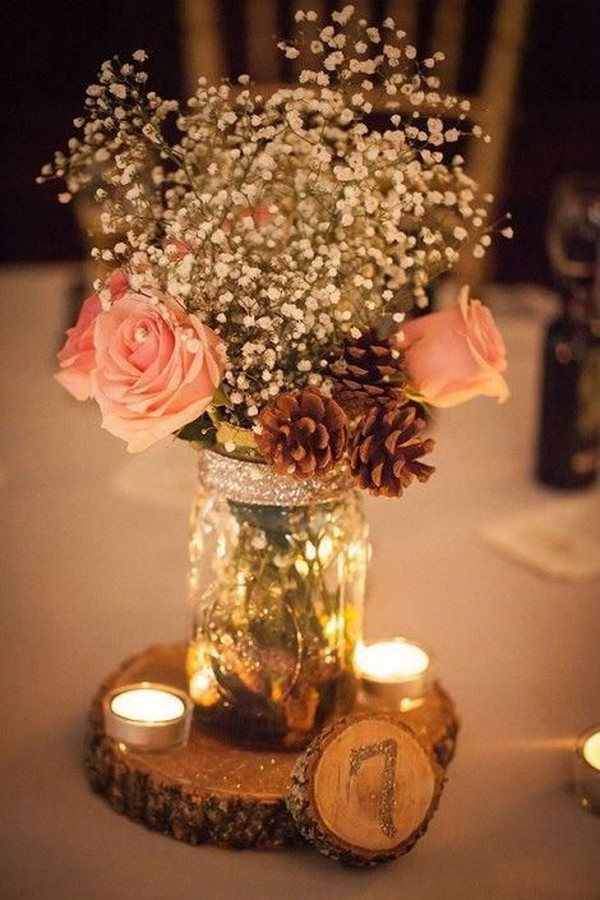 rustic mason jar wedding centerpiece