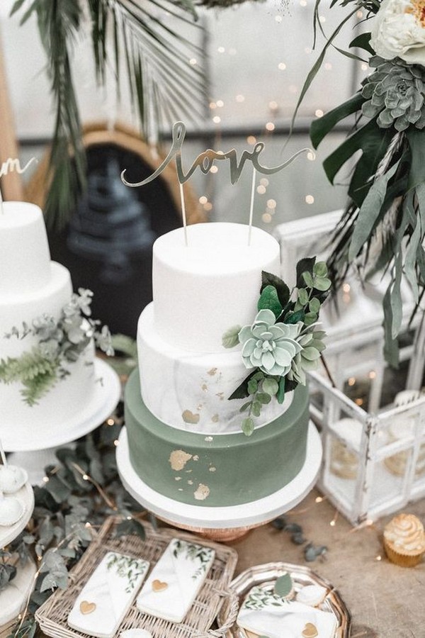 sage green wedding cake