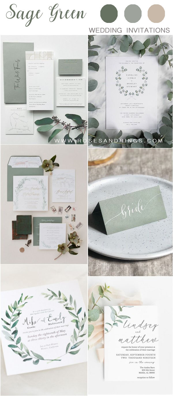 sage green wedding invitations