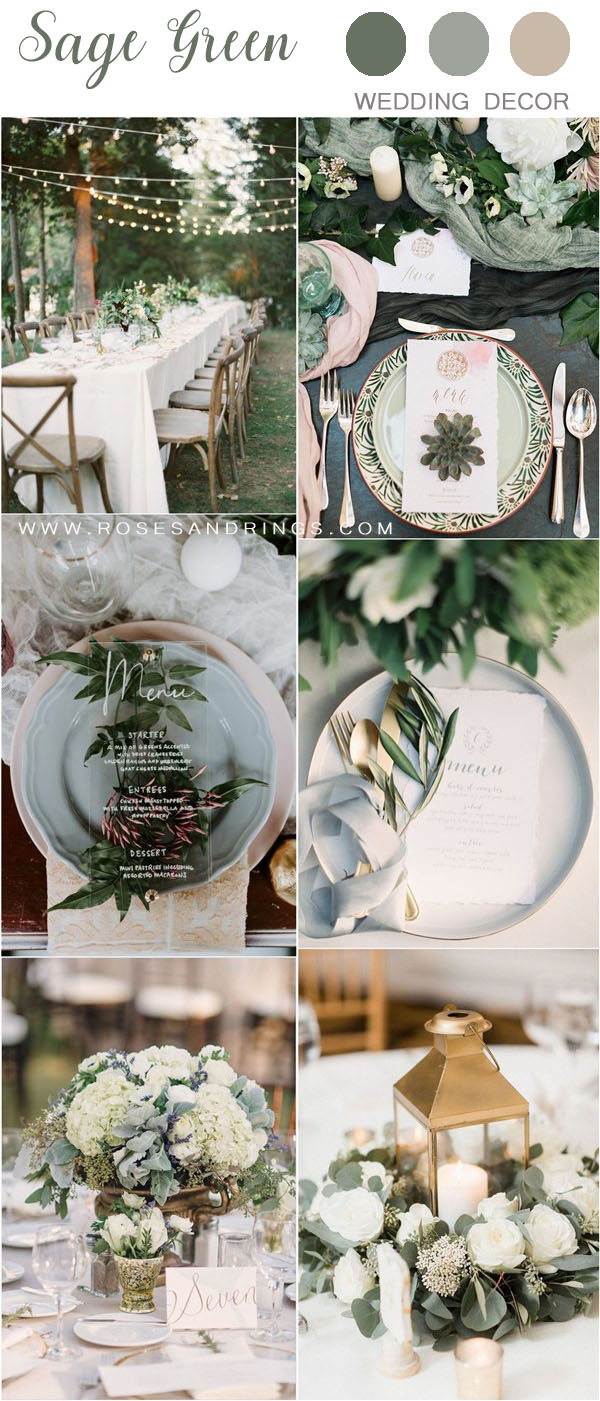 sage green wedding table decor ideas